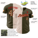 Custom Olive Camo Cream-Red Pinstripe Authentic Split Fashion Salute To Service Baseball Jersey