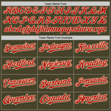 Custom Olive Cream-Red Pinstripe Authentic Split Fashion Salute To Service Baseball Jersey