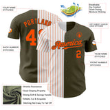 Custom Olive White-Orange Pinstripe Authentic Split Fashion Salute To Service Baseball Jersey