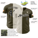 Custom Olive Cream-Black Pinstripe Authentic Split Fashion Salute To Service Baseball Jersey