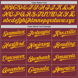 Custom Burgundy White-Gold Pinstripe Authentic Split Fashion Baseball Jersey