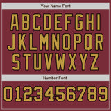 Custom Burgundy Old Gold-Black Pinstripe Authentic Split Fashion Baseball Jersey