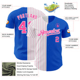 Custom Thunder Blue White-Pink Pinstripe Authentic Split Fashion Baseball Jersey