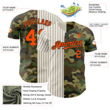 Custom Camo Orange Cream-Black Pinstripe Authentic Split Fashion Salute To Service Baseball Jersey