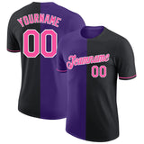Custom Black Pink-Purple Split Fashion Performance T-Shirt
