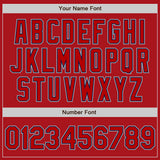 Custom White Red Navy-Gray Split Ripped Pattern Baseball Pullover Sweatshirt Hoodie