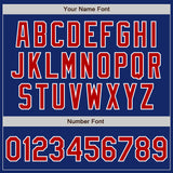 Custom Royal Red-White Pinstripe Split Ripped Pattern Baseball Pullover Sweatshirt Hoodie