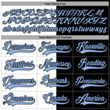 Custom Black Light Blue-White Split Fashion Hockey Lace Neck Jersey