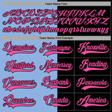 Custom Black Pink-Light Blue Split Fashion Hockey Lace Neck Jersey