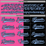 Custom Black Light Blue-Pink Split Fashion Hockey Lace Neck Jersey