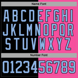 Custom Black Light Blue-Pink Split Fashion Hockey Lace Neck Jersey