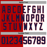 Custom Red Navy-White Split Fashion Hockey Lace Neck Jersey