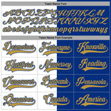 Custom Royal Old Gold-White Split Fashion Hockey Lace Neck Jersey