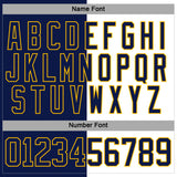 Custom Navy Gold-White Split Fashion Hockey Lace Neck Jersey