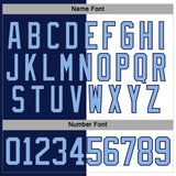 Custom Navy Light Blue-White Split Fashion Hockey Lace Neck Jersey