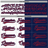 Custom Navy Crimson-White Split Fashion Hockey Lace Neck Jersey