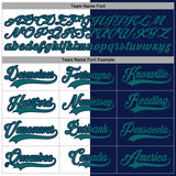 Custom Navy Teal-White Split Fashion Hockey Lace Neck Jersey