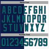 Custom Navy Teal-White Split Fashion Hockey Lace Neck Jersey