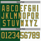 Custom Green Old Gold-White Split Fashion Hockey Lace Neck Jersey