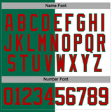 Custom Kelly Green Red-White Split Fashion Hockey Lace Neck Jersey