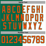 Custom Kelly Green Orange-White Split Fashion Hockey Lace Neck Jersey