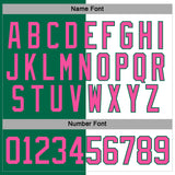 Custom Kelly Green Pink-White Split Fashion Hockey Lace Neck Jersey