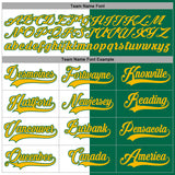 Custom Kelly Green Gold-White Split Fashion Hockey Lace Neck Jersey