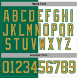 Custom Kelly Green Old Gold-White Split Fashion Hockey Lace Neck Jersey