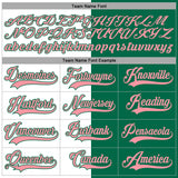 Custom Kelly Green Medium Pink-White Split Fashion Hockey Lace Neck Jersey