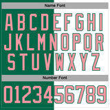 Custom Kelly Green Medium Pink-White Split Fashion Hockey Lace Neck Jersey