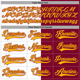 Custom Maroon Gold-White Split Fashion Hockey Lace Neck Jersey