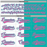 Custom Aqua Pink-White Split Fashion Hockey Lace Neck Jersey
