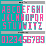 Custom Aqua Pink-White Split Fashion Hockey Lace Neck Jersey