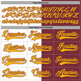 Custom Burgundy Gold-White Split Fashion Hockey Lace Neck Jersey