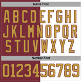 Custom Burgundy Old Gold-White Split Fashion Hockey Lace Neck Jersey