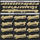 Custom Black Old Gold-White Split Ripped Pattern Baseball Pullover Sweatshirt Hoodie
