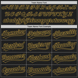 Custom Black Old Gold Split Ripped Pattern Baseball Pullover Sweatshirt Hoodie
