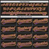 Custom Black Purple-Gold Split Ripped Pattern Baseball Pullover Sweatshirt Hoodie
