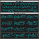 Custom Black Teal Split Ripped Pattern Baseball Pullover Sweatshirt Hoodie