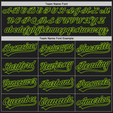 Custom Black Neon Green Split Ripped Pattern Baseball Pullover Sweatshirt Hoodie