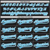 Custom Black Sky Blue-White Split Ripped Pattern Baseball Pullover Sweatshirt Hoodie