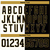 Custom Black Old Gold-White Split Fashion Hockey Lace Neck Jersey