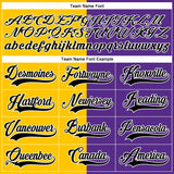 Custom Purple Black Yellow-White Split Fashion Hockey Lace Neck Jersey