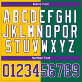 Custom Kelly Green Purple Yellow-White Split Fashion Hockey Lace Neck Jersey