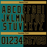 Custom Black Teal-Old Gold Split Fashion Hockey Lace Neck Jersey