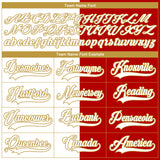 Custom Red Old Gold-White Split Fashion Hockey Lace Neck Jersey