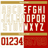 Custom Red Old Gold-White Split Fashion Hockey Lace Neck Jersey