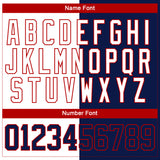 Custom Navy Red-White Split Fashion Hockey Lace Neck Jersey