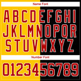 Custom Black Red Yellow-White Split Fashion Hockey Lace Neck Jersey