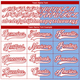 Custom Light Blue Red-White Split Fashion Hockey Lace Neck Jersey